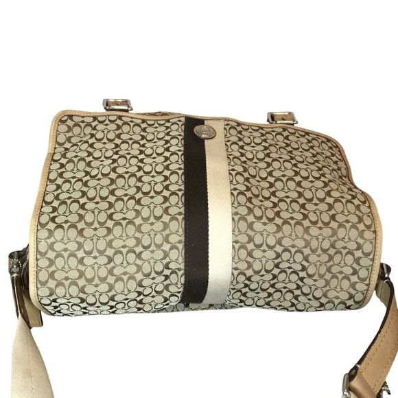Coach mMessenger Bag Textile Monogram Crossbody Strap Tan READ DAMAGE - Picture 6 of 16